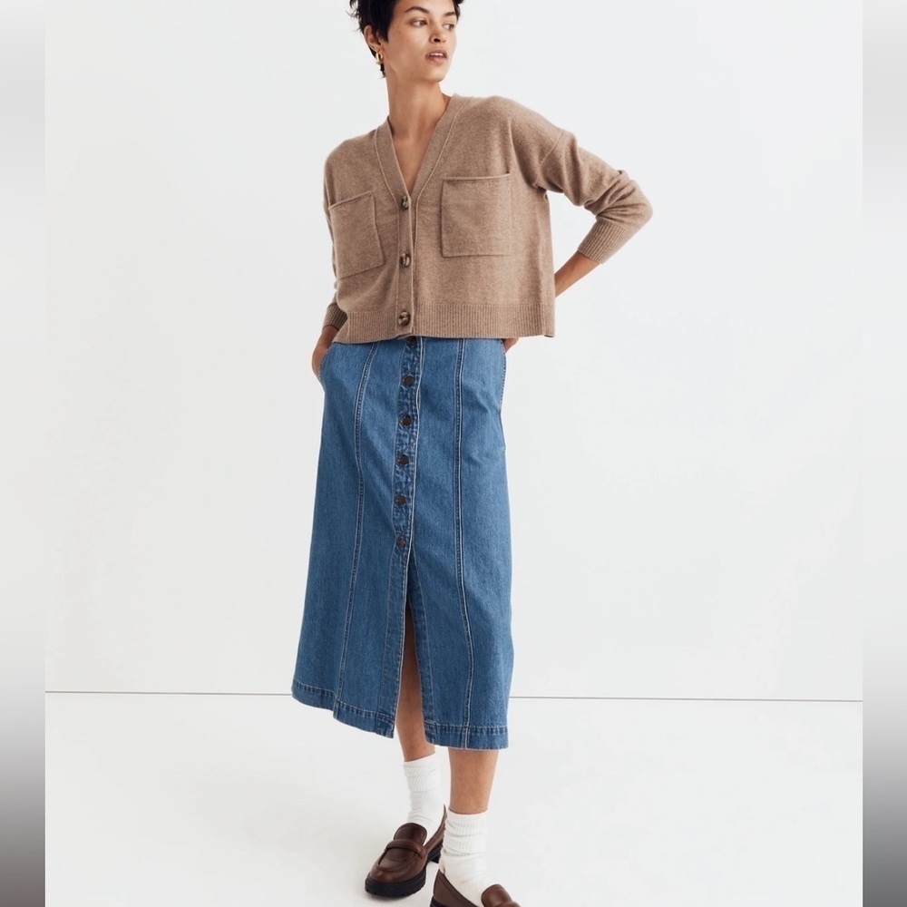 Madewell  cashmere Tan Cardigan with pockets.